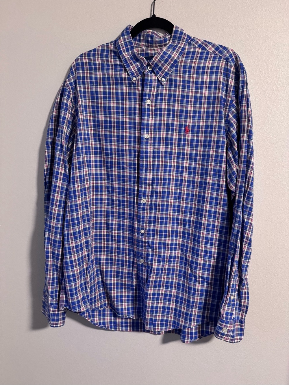 Ralph Lauren Men's Blue Plaid Button-Down Shirt